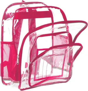 Heavy Duty Clear Backpack Transparent Quality School Bag Large See Through Student Daypack Security Workbag Hot Pink