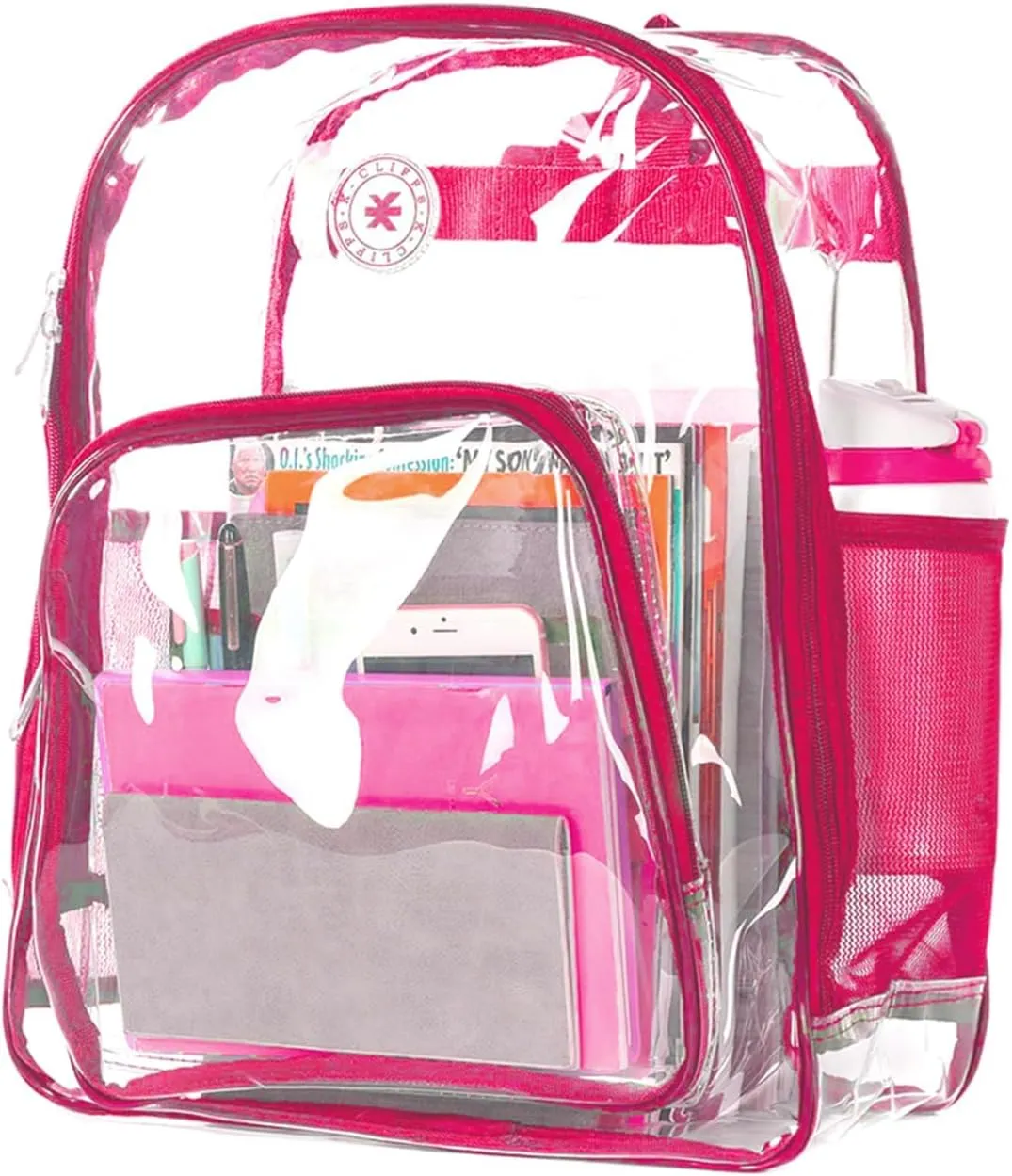 Heavy Duty Clear Backpack Transparent Quality School Bag Large See Through Student Daypack Security Workbag Hot Pink