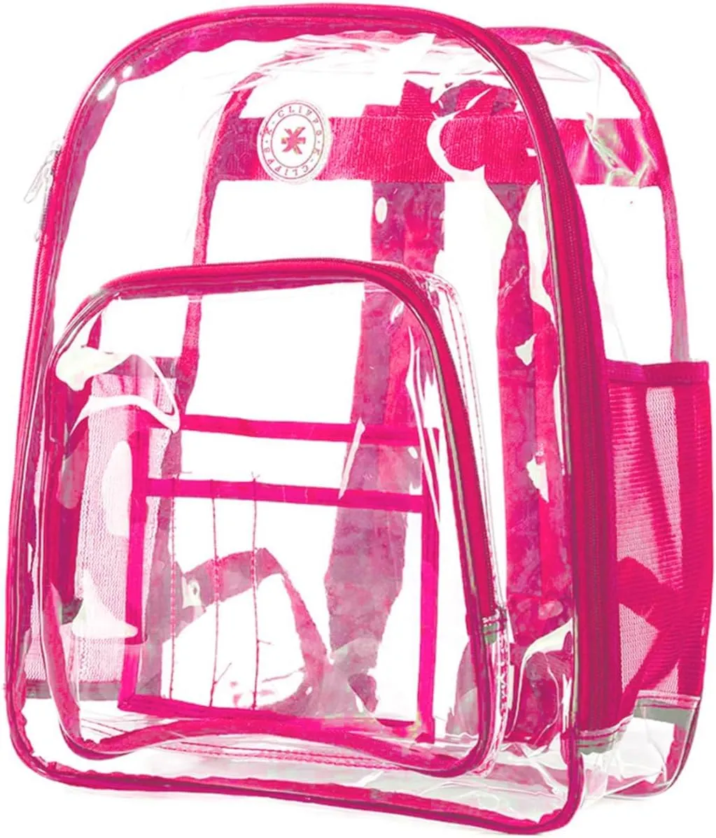 Heavy Duty Clear Backpack Transparent Quality School Bag Large See Through Student Daypack Security Workbag Hot Pink