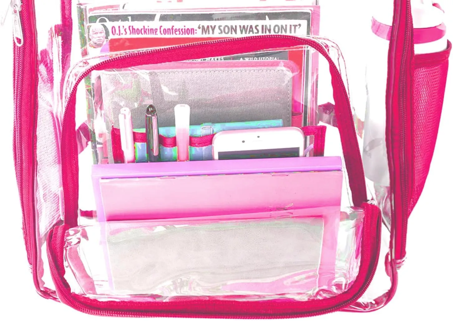 Heavy Duty Clear Backpack Transparent Quality School Bag Large See Through Student Daypack Security Workbag Hot Pink