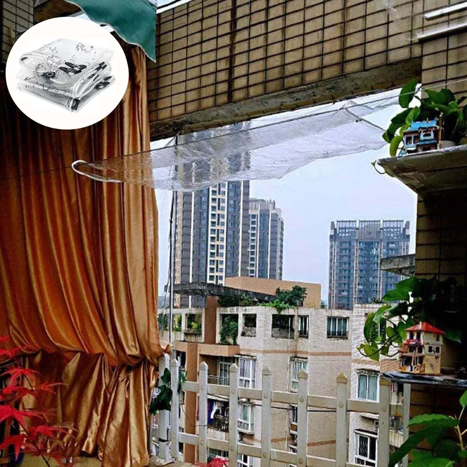 Heavy Duty Clear PVC Tarp 2.6x6.6ft, Clear Waterproof Tarps Tear Resistant with Grommets, PVC Tarpaulin Transparent Cover for Boat, Patio & Garden