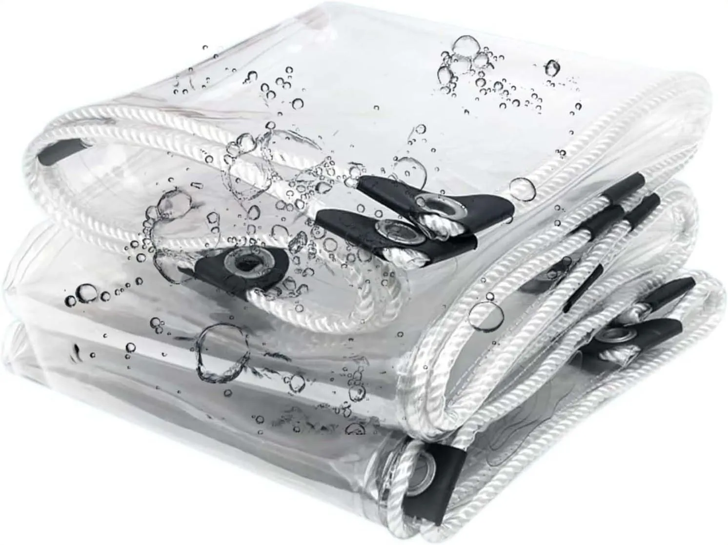 Heavy Duty Clear PVC Tarp 2.6x6.6ft, Clear Waterproof Tarps Tear Resistant with Grommets, PVC Tarpaulin Transparent Cover for Boat, Patio & Garden