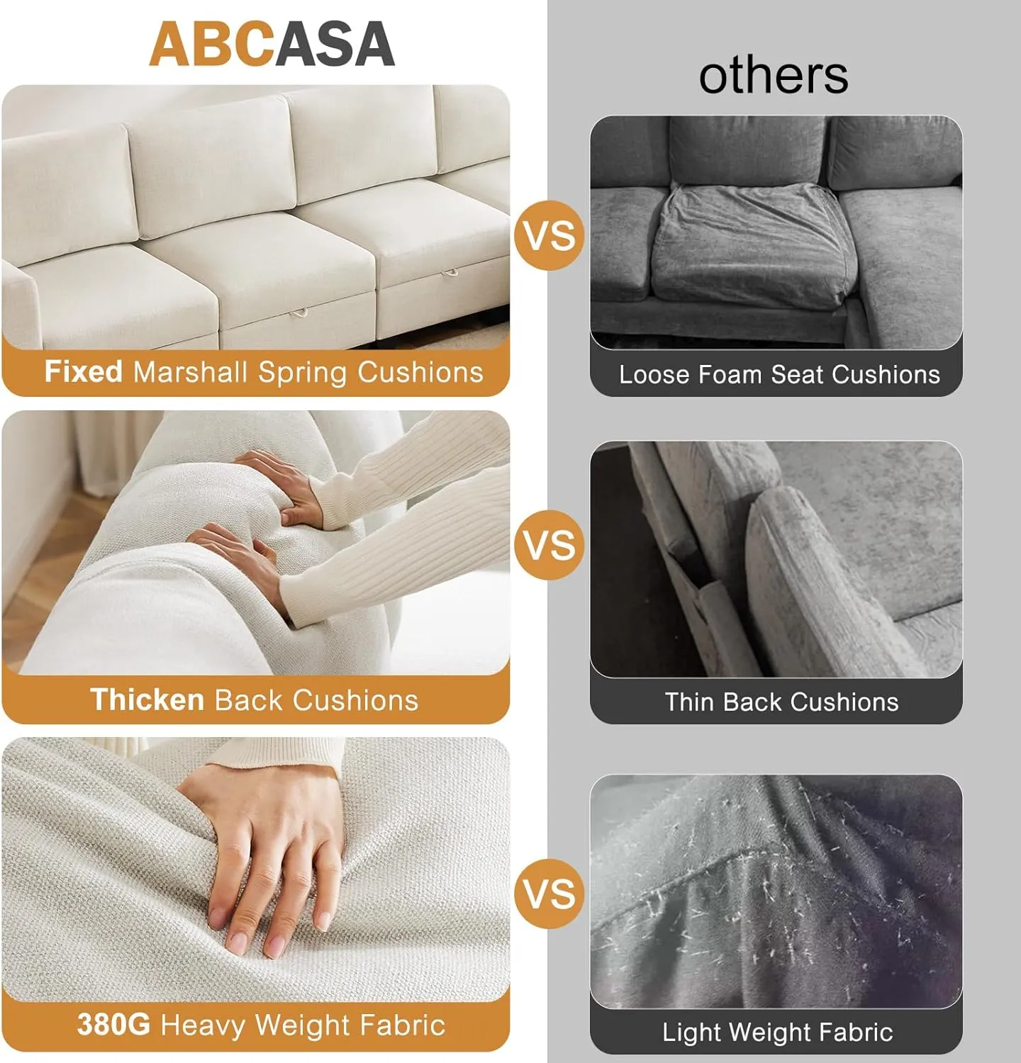 Heavy Duty Modular Sectional Sofa with Storage, 118"" U Shaped Sectional Couches for Living Room, Comfy Convertible Sectional Sofa with Chaise - Beige, Beige(imitation Linen)
