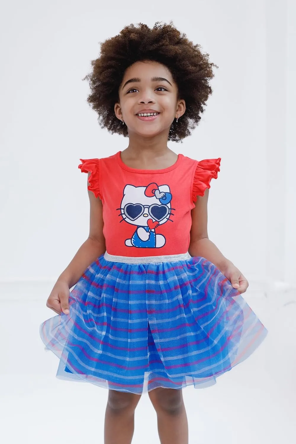 Hello Kitty July 4th Girls Tulle Tutu Dress Toddler to Big Kid Sizes (2T - 14-16)