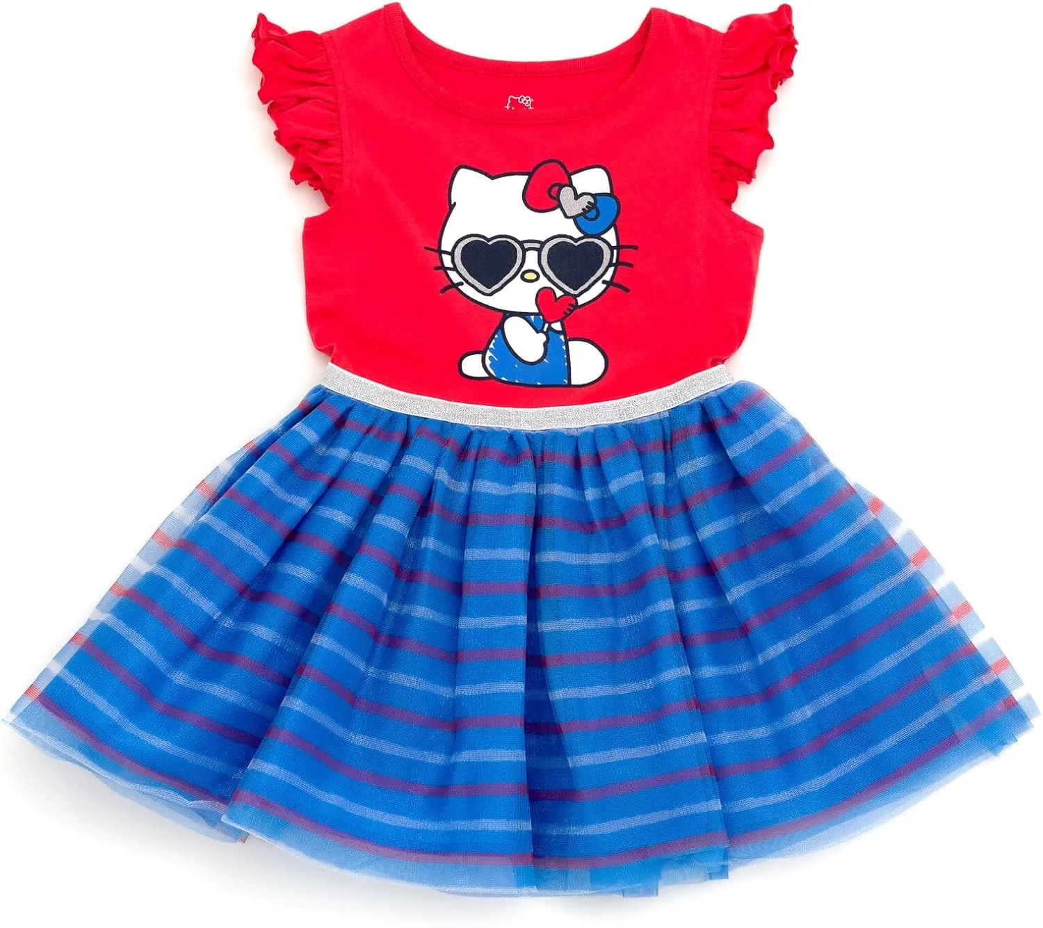Hello Kitty July 4th Girls Tulle Tutu Dress Toddler to Big Kid Sizes (2T - 14-16)