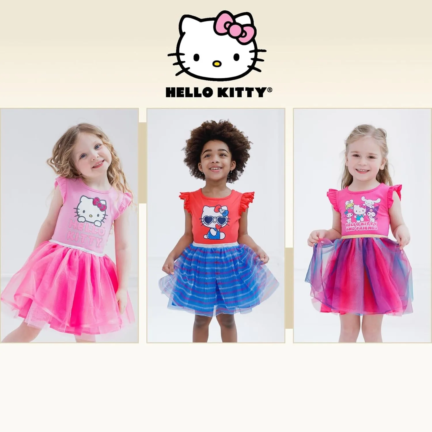 Hello Kitty July 4th Girls Tulle Tutu Dress Toddler to Big Kid Sizes (2T - 14-16)