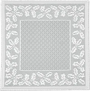 Heritage Lace Holly Vine Table Topper, 36" by 36", White