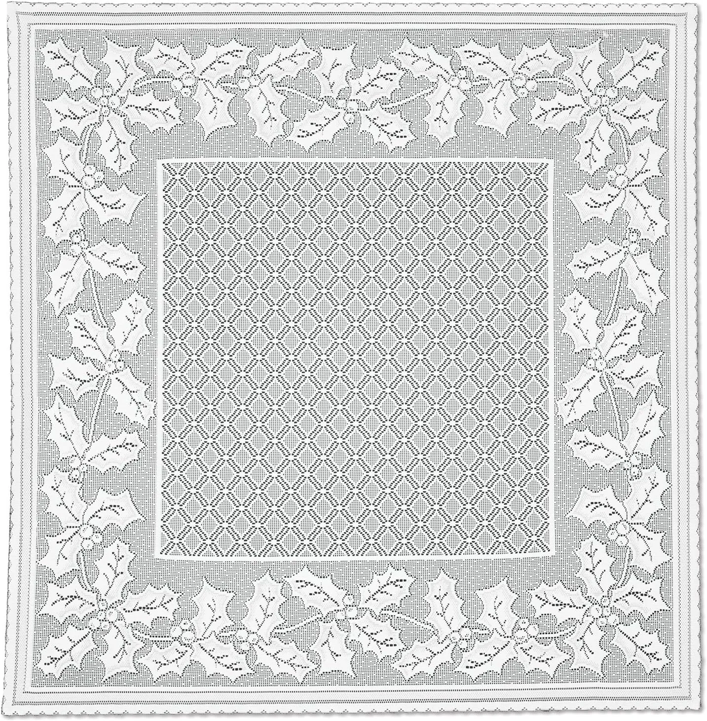 Heritage Lace Holly Vine Table Topper, 36" by 36", White