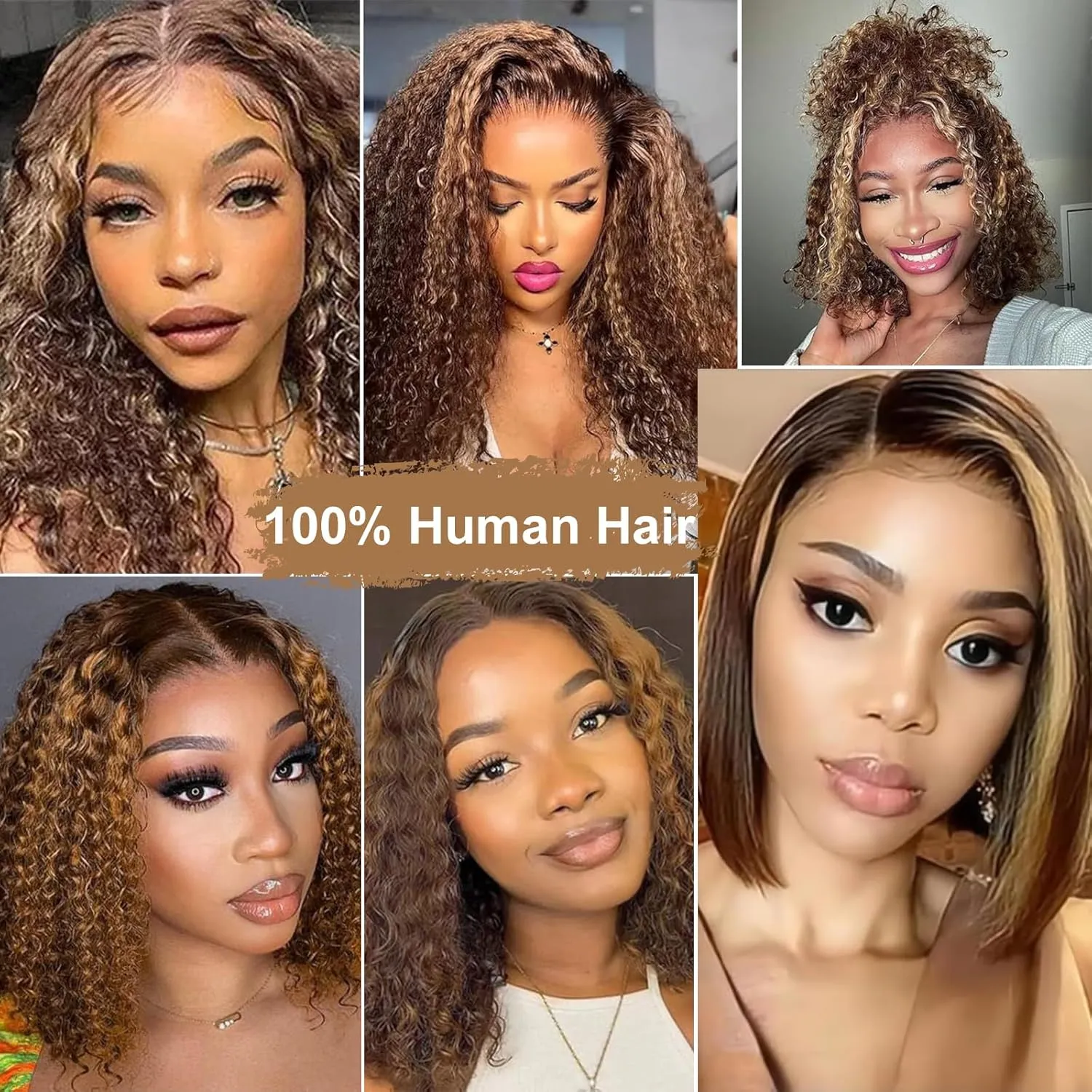 Highlight 4/27 Bob Wig Human Hair 180% Density 4x4 HD Transparent Lace Front Wigs Human Hair Pre Plucked Short Bob Glueless Water Wave Wigs Human Hair for Black Women 10 Inch