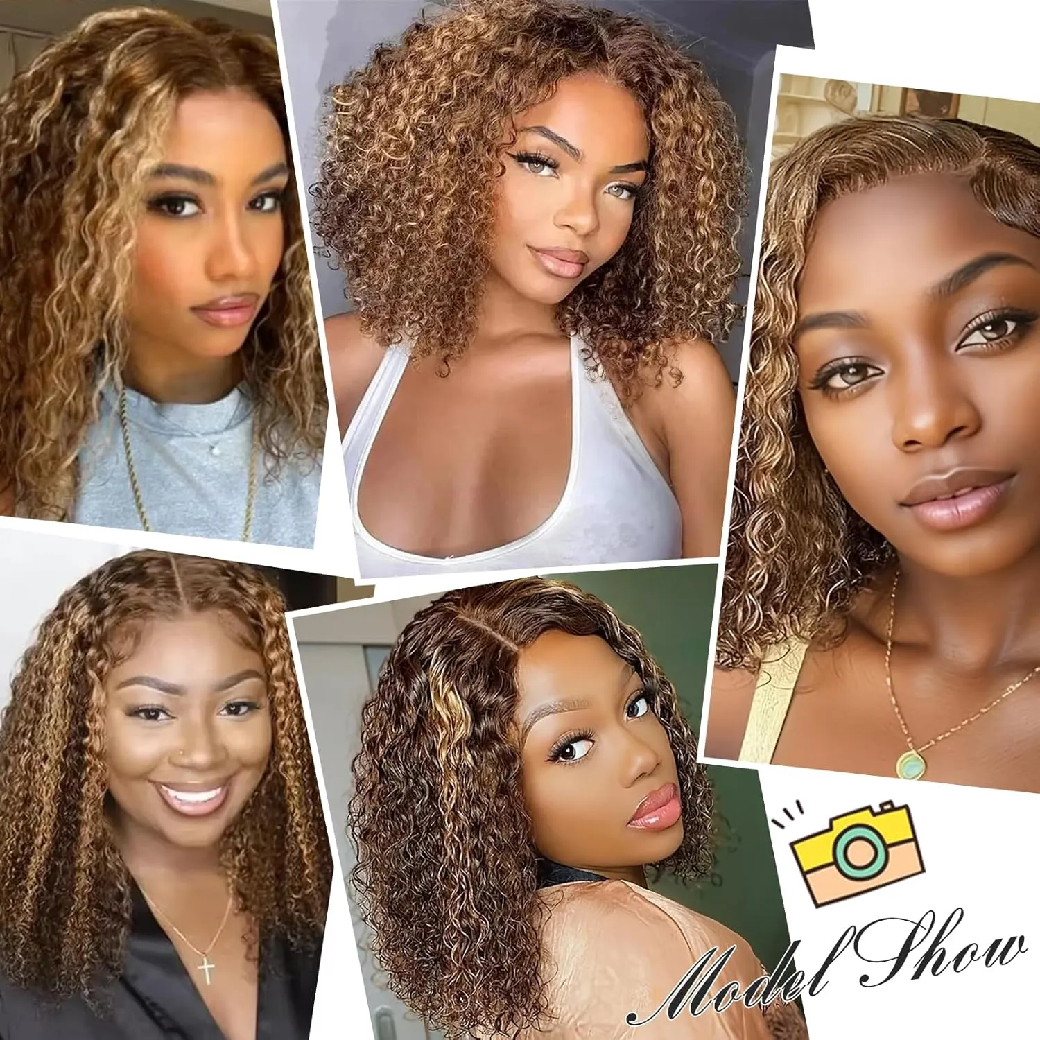 Highlight 4/27 Bob Wig Human Hair 180% Density 4x4 HD Transparent Lace Front Wigs Human Hair Pre Plucked Short Bob Glueless Water Wave Wigs Human Hair for Black Women 10 Inch