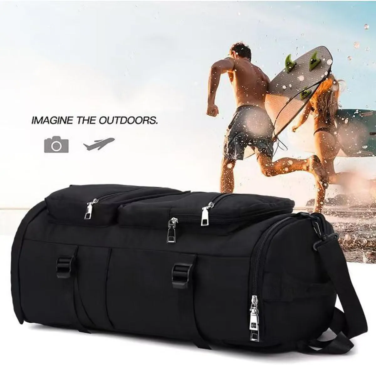 Hiking backpack, hiking camping, running, outdoor backpack, single shoulder bag for men and women (black)
