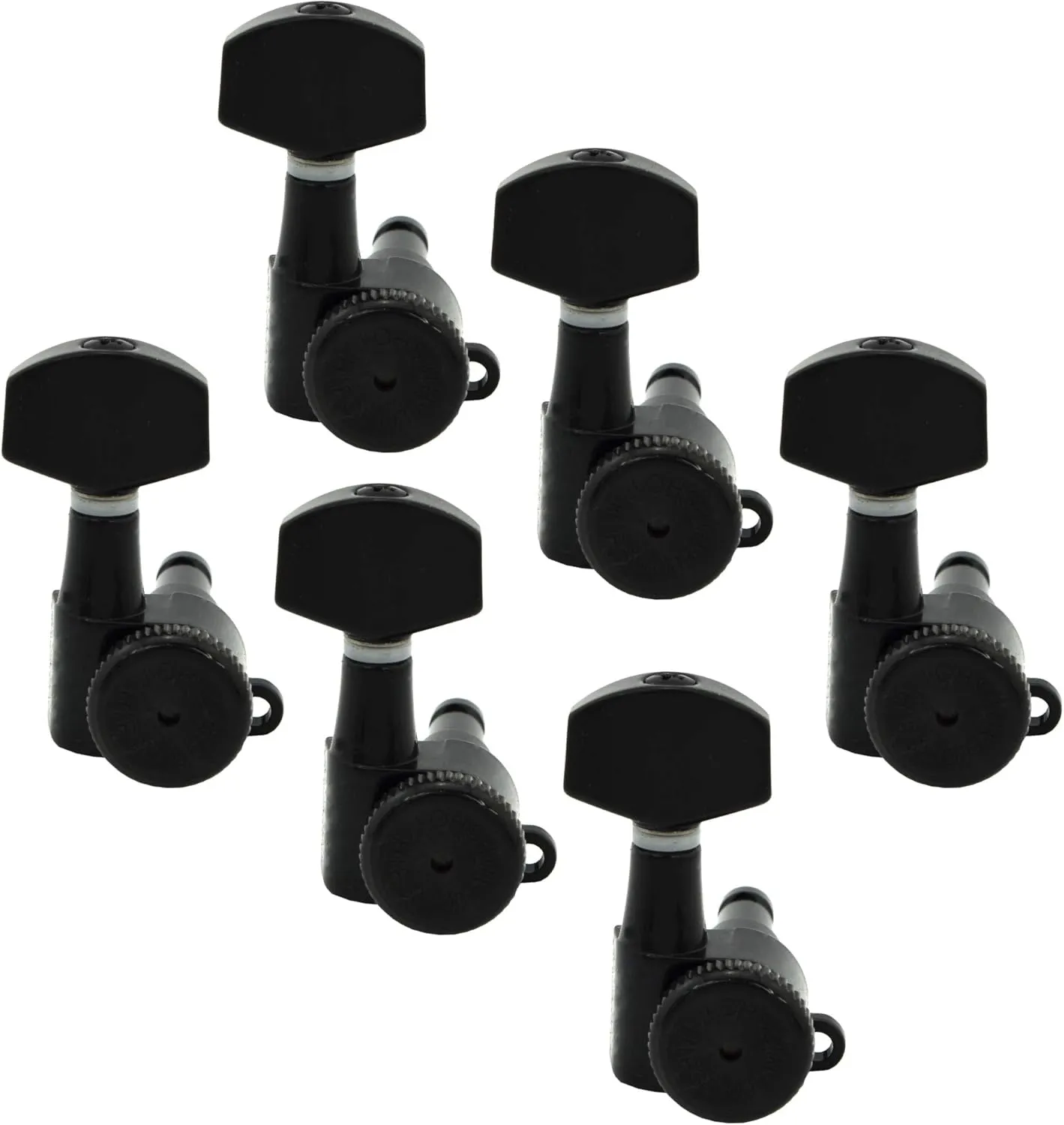 Hipshot Grip-Lock Vintage 6 Inline Bass Side Staggered Closed 8.5mm Tuners with Universal Mounting Plate, Black