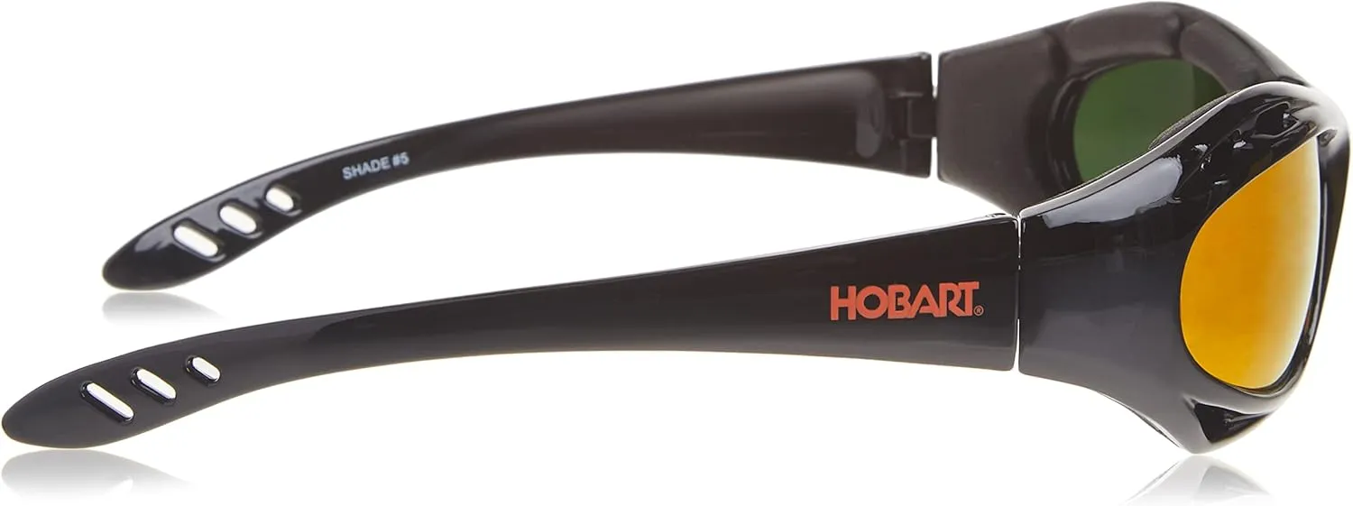 Hobart 770726 Shade 5, Mirrored Lens Safety Glasses, Black