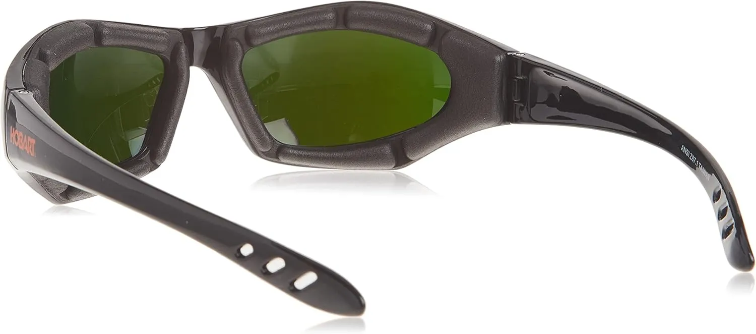 Hobart 770726 Shade 5, Mirrored Lens Safety Glasses, Black