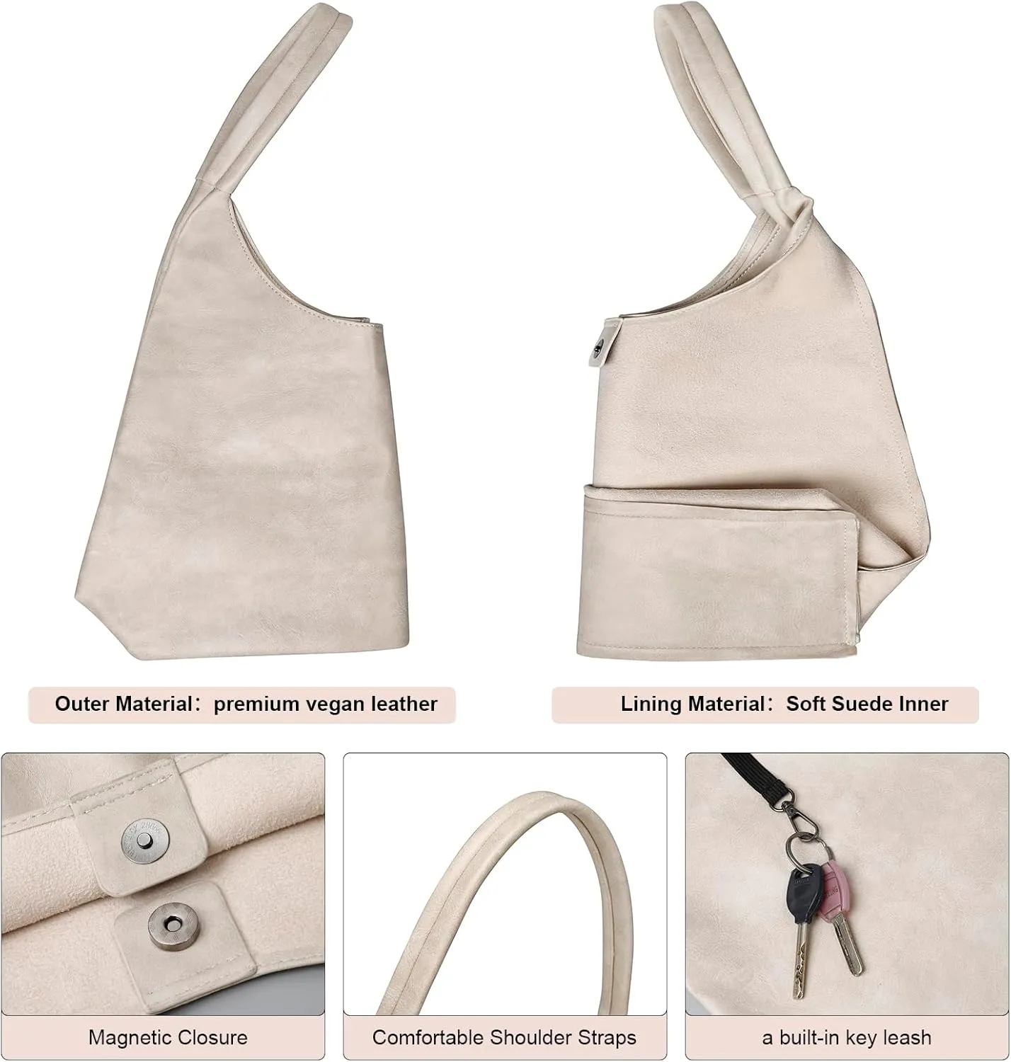 Hobo Bags for Women Retro Vegan Leather Womens Slouchy Large Tote Bag Shoulder Purses Handbag