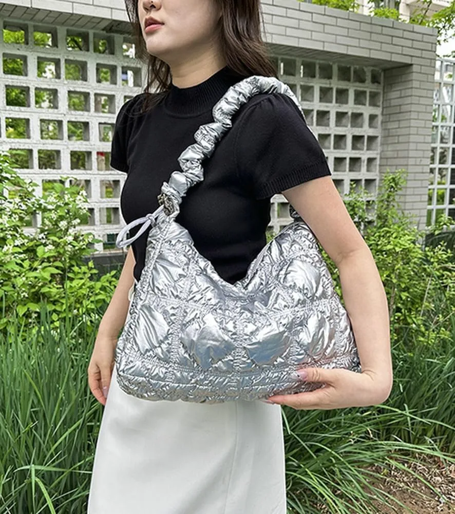 Hobo Crossbody Bags for Women Nylon Underarm Bag Crossbody Purses for Women Trendy Purses for Women 2024 Pleated Shoulder Bag