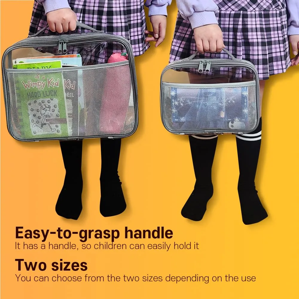 holay 4 Packs PVC Zippered Blocks Set, Toy, Clay, Board game Storage Organizer Case (Name Tag, Manual Pocket) (Gray, Small, Large)