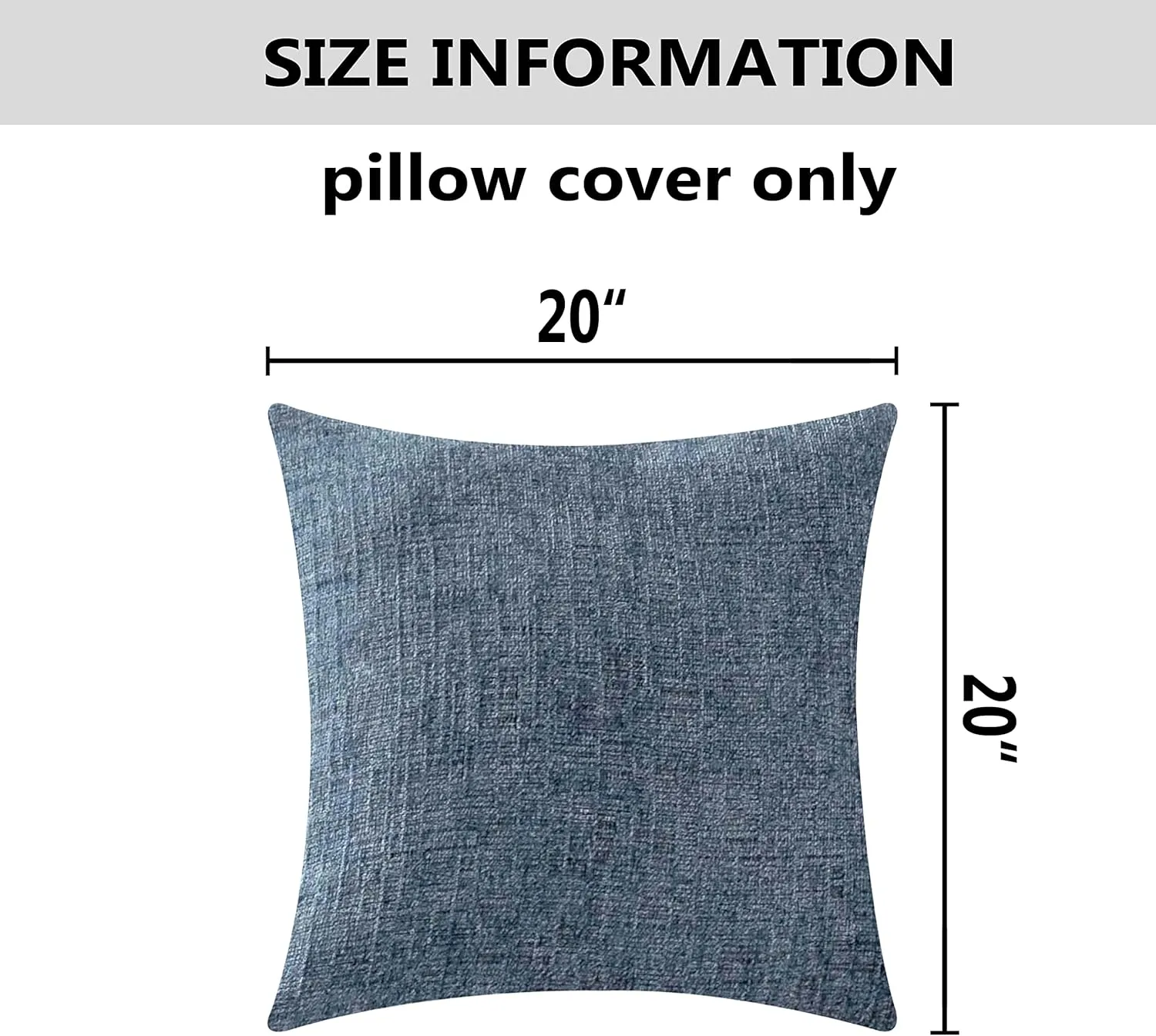 Home Brilliant Blue Throw Pillows Set of 2 Square Textured Plush Decorative Throw Pillow Covers for Bed Couch Car, Jeans Blue, 20 x 20 inch(50x50cm)