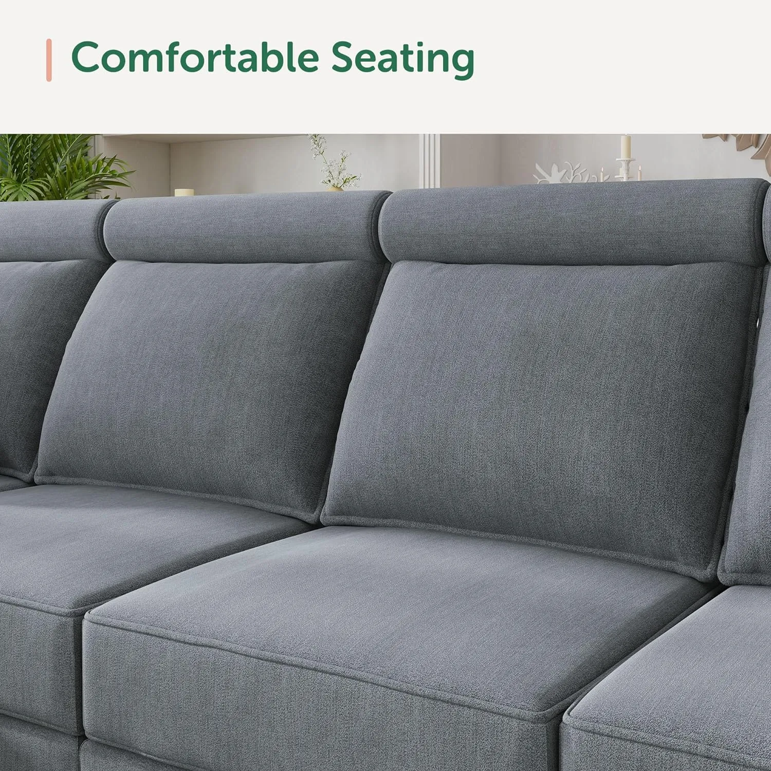 HONBAY Convertible Sleeper Sectional Sofa Bed Modular Sofa with Storage Seat Reversible Sectional Sleeper Sofa Set with Modular Sectional Couch Bed, Bluish Grey