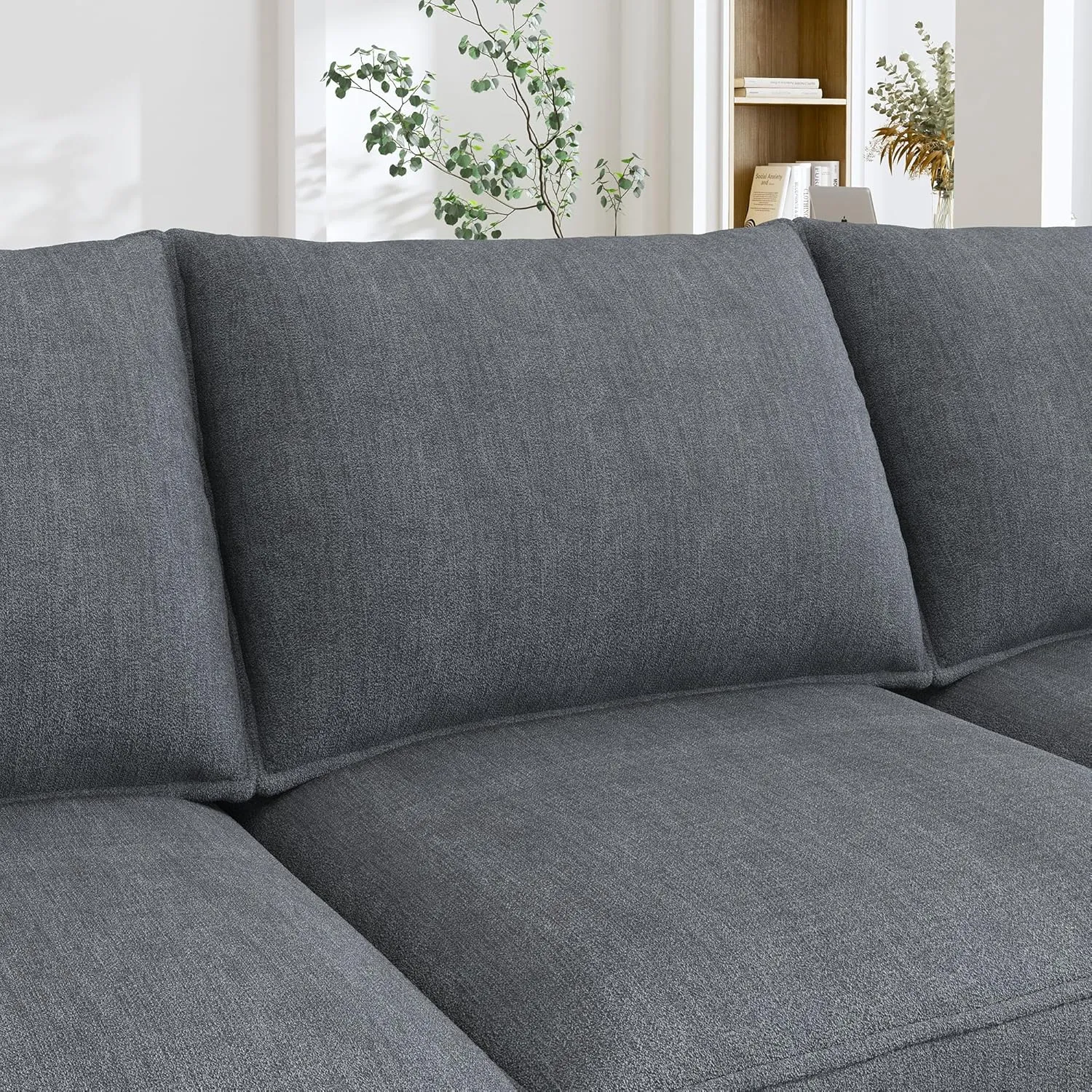 HONBAY Modular Sectional Sleeper Sofa with Storage Reversible Modular Sofa Couch Oversized Sectional Couch Bluish Grey