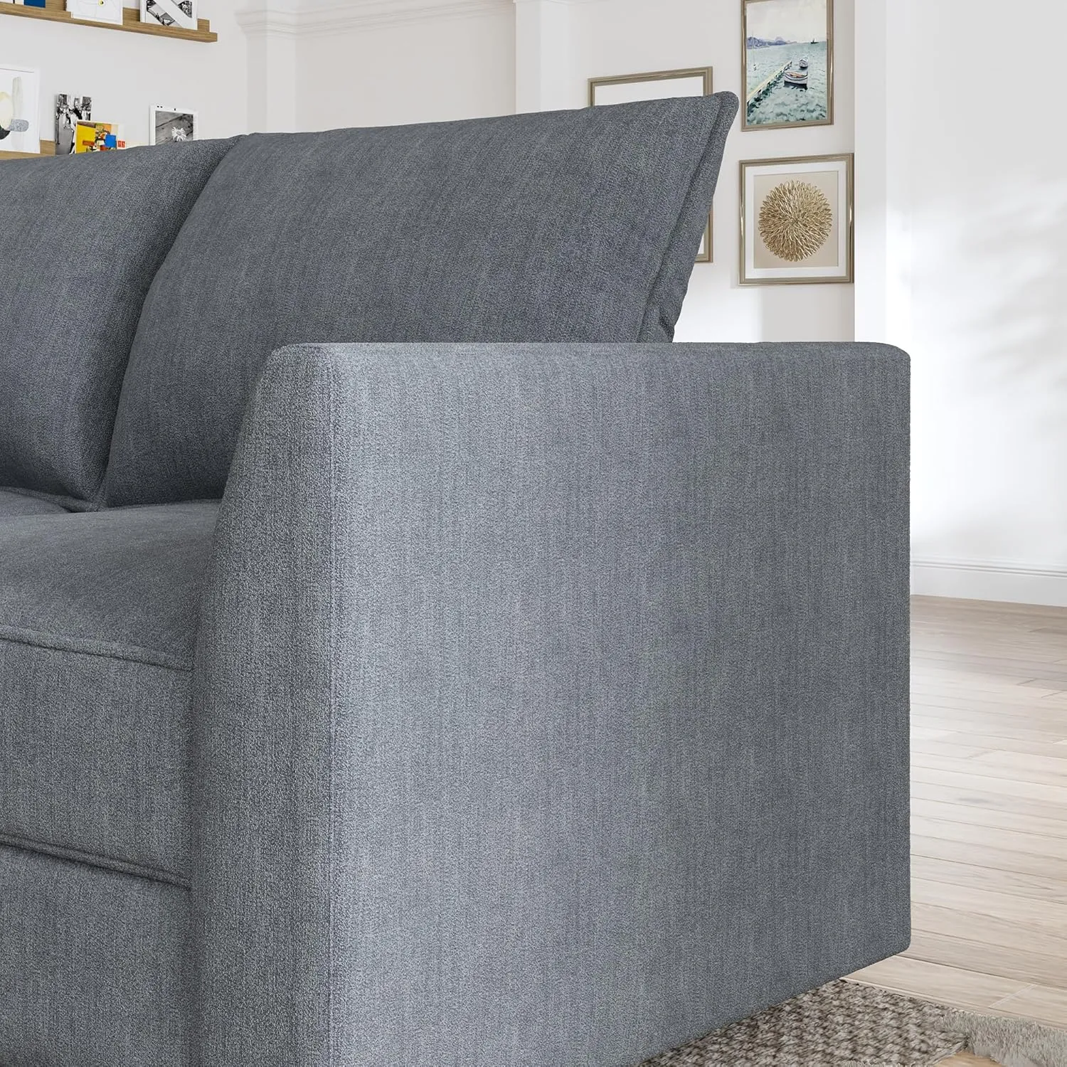 HONBAY Modular Sectional Sleeper Sofa with Storage Reversible Modular Sofa Couch Oversized Sectional Couch Bluish Grey