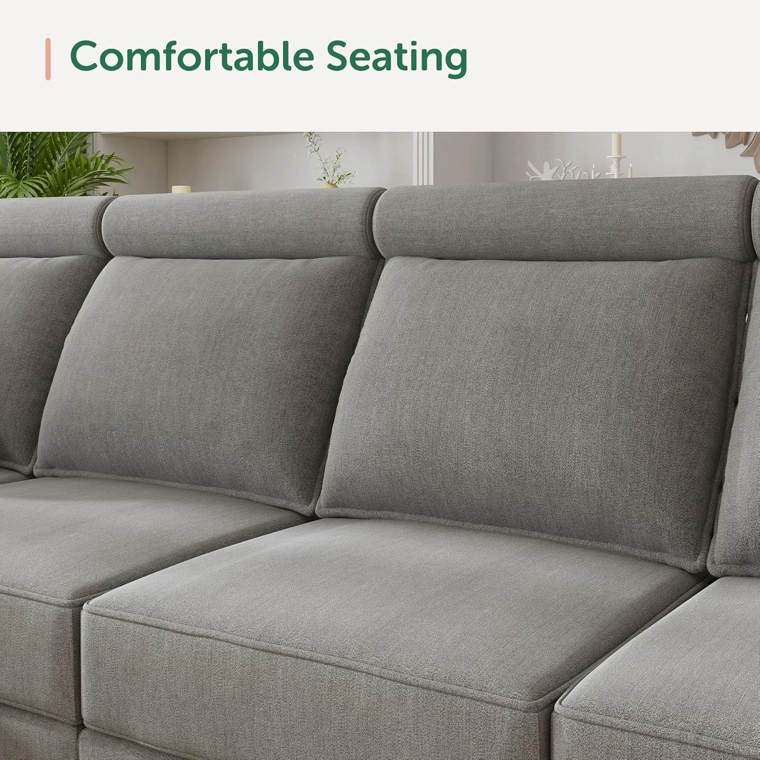 HONBAY Modular Sectional Sofa with Storage Modular Sleeper Sectional Sofa Oversized Sectional Couch for Living Room, Grey