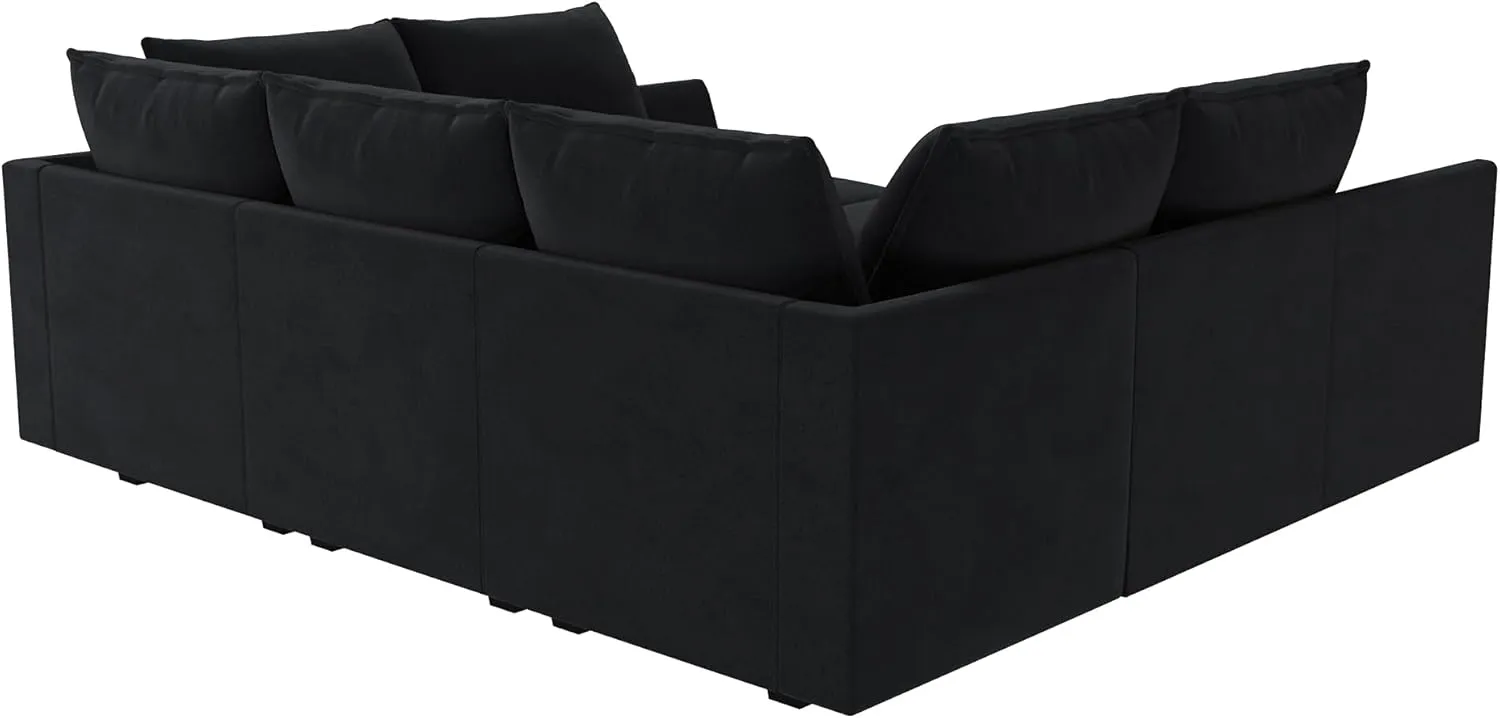 HONBAY Modular Sectional Sofa with Storage Ottoman Modular Sleeper Sectional Couches for Living Room, Black