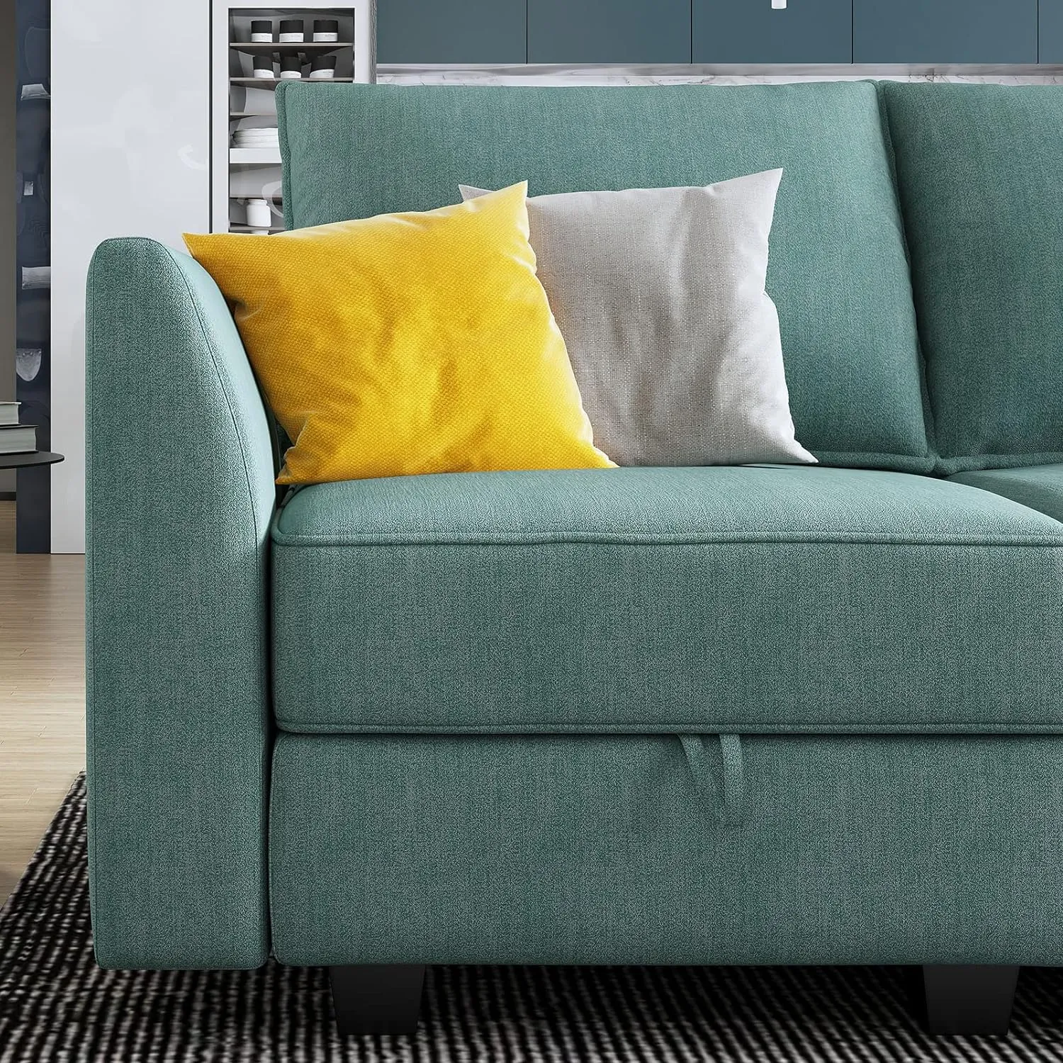 HONBAY Side Armrest Module for Modular Sofa Pair of Armrests for Sectional Modular Couch, Aqua Blue