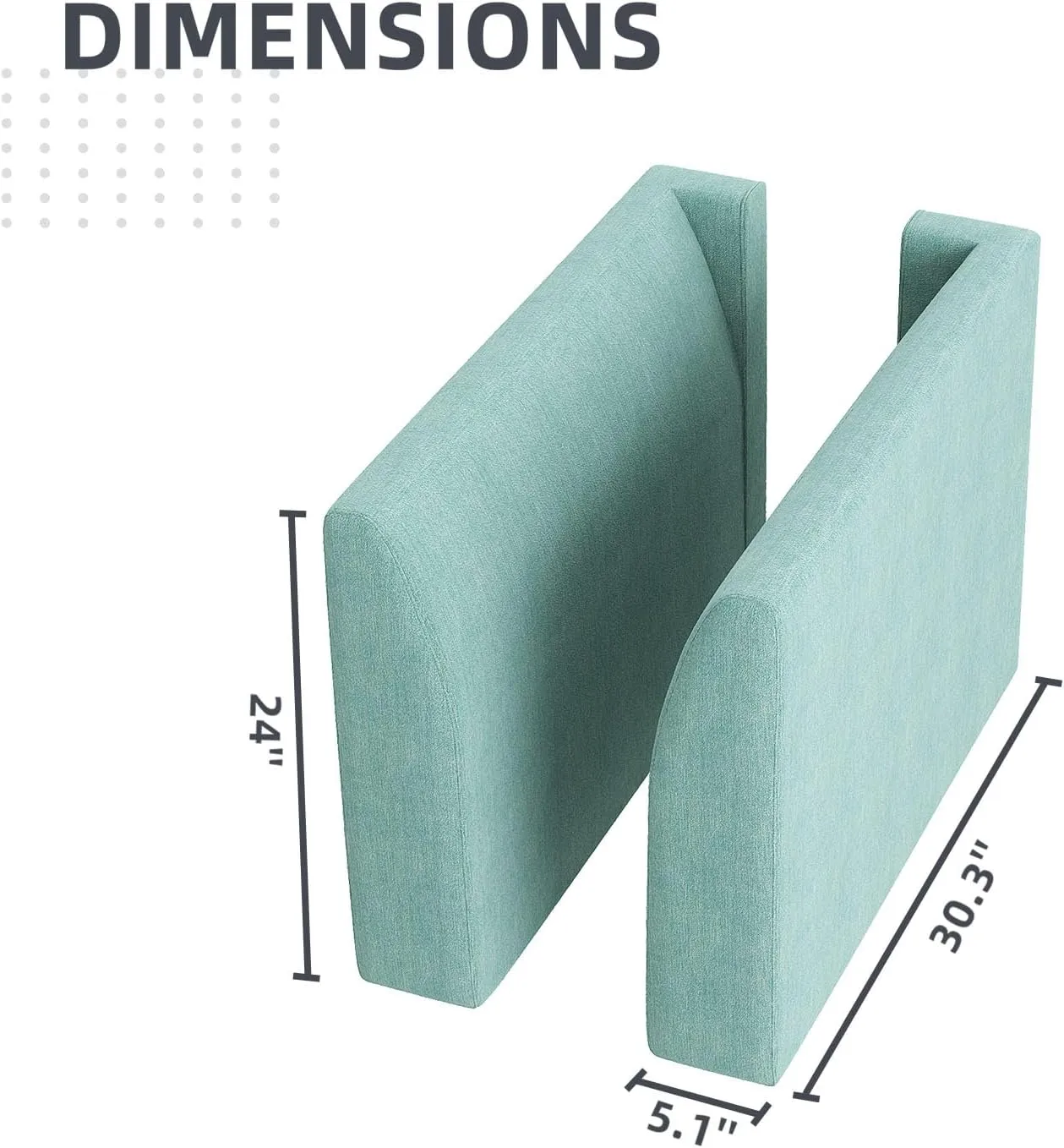 HONBAY Side Armrest Module for Modular Sofa Pair of Armrests for Sectional Modular Couch, Aqua Blue