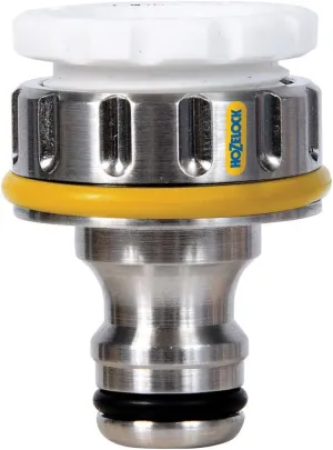 Hozelock - Outdoor Tap Connector Pro Metal ø 21mm - ø 26,5mm (1/2"- 3/4"): for External Threaded Taps, Made of Nickel-Plated Copper for Increased Durability [2041P0000]