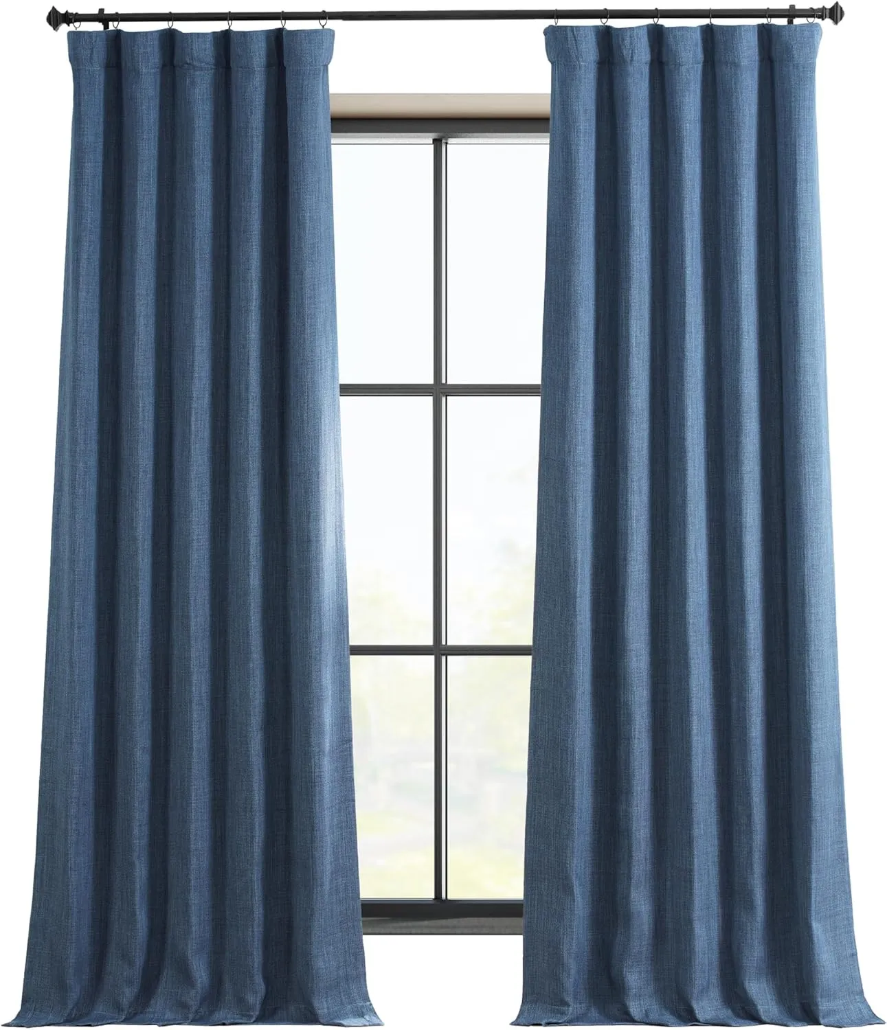 HPD Half Price Drapes - Faux Linen Curtains for Living Room (1 Panel) - 50W X 120L - Textured Room Darkening Curtains for Bedroom 120 Inches Long - Drapes for Home Decor, Denim