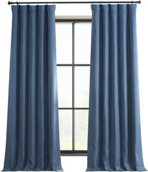 HPD Half Price Drapes - Faux Linen Curtains for Living Room (1 Panel) - 50W X 120L - Textured Room Darkening Curtains for Bedroom 120 Inches Long - Drapes for Home Decor, Denim