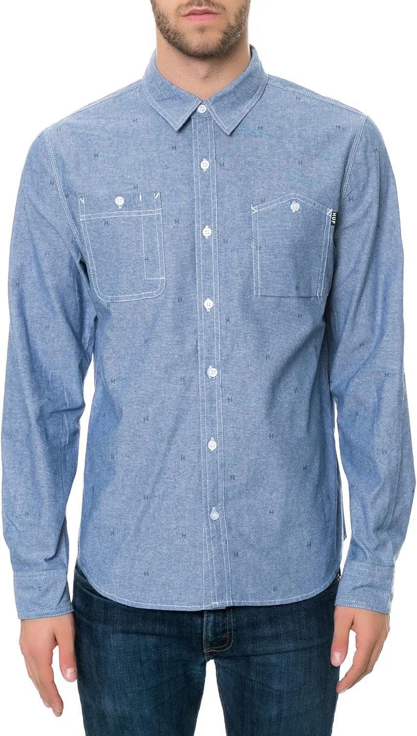 HUF Men's H Monogram Chambray Woven Shirt