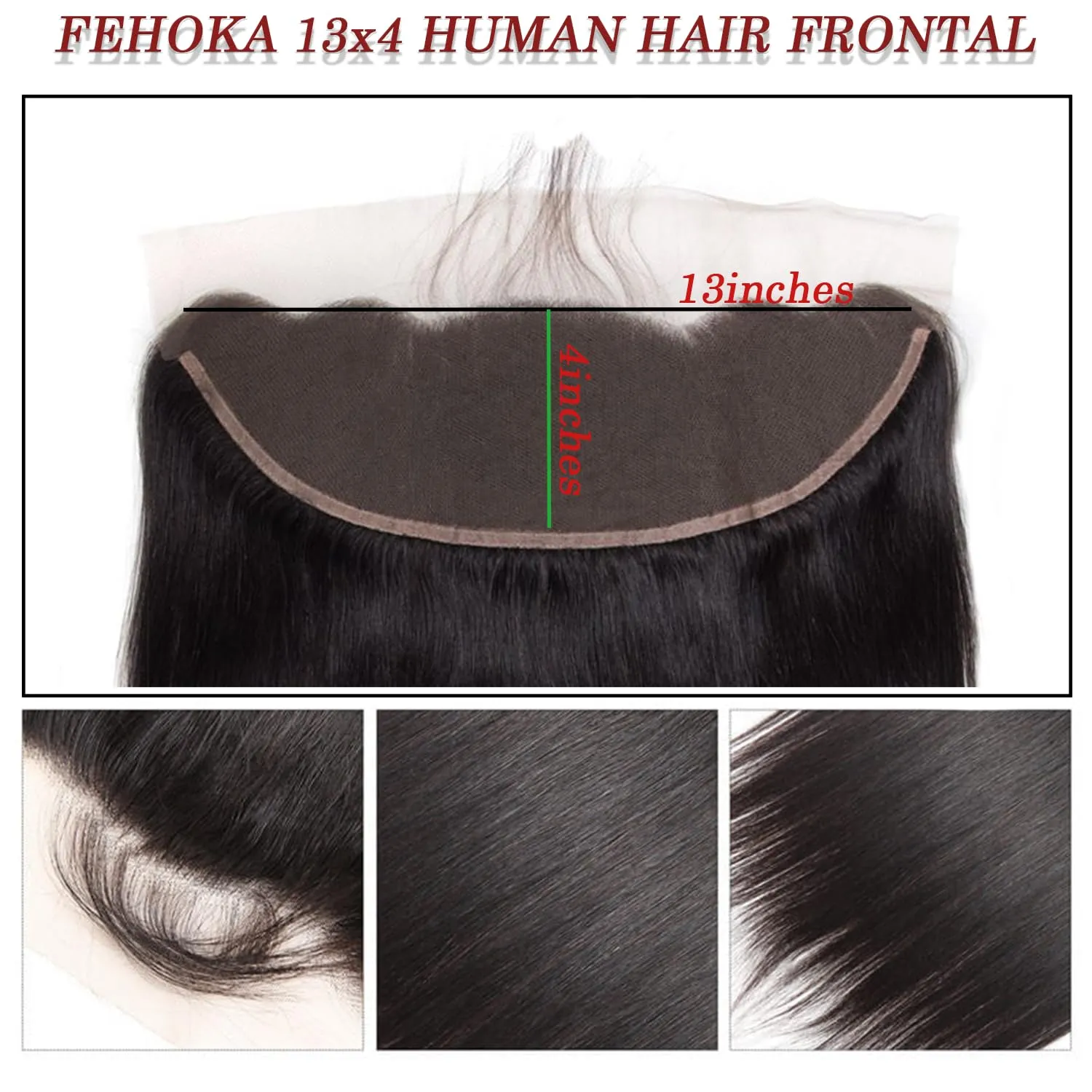 Human Hair Lace Frontal 20 Inch Straight 13x4 Can Be Curly and Dyed Middle Part 100% Human Hair With Baby Hair (20 Inch, Black)