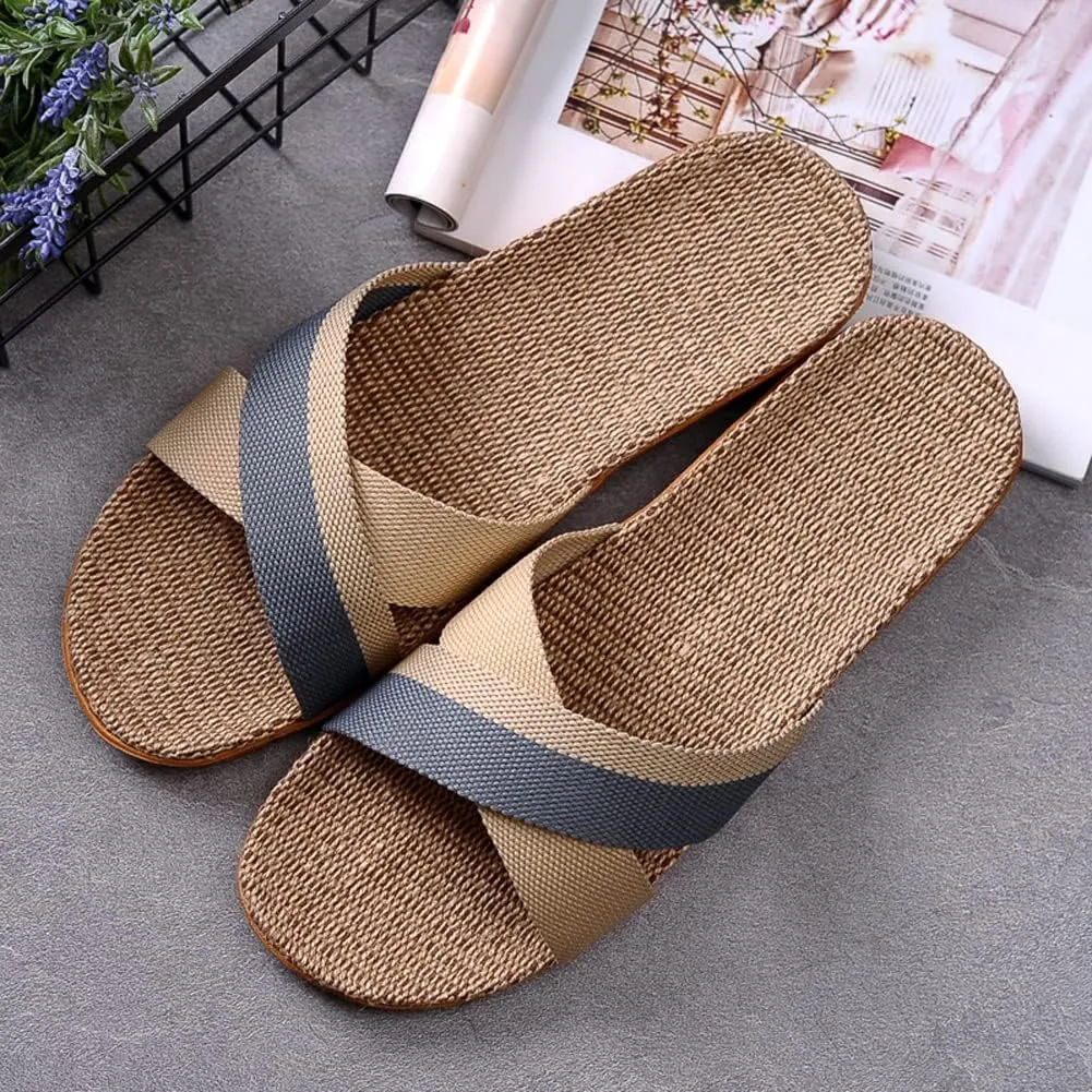 Hwayslon Fashion Unisex Linen Summer Beach Shoes Skidproof Indoor Slippers