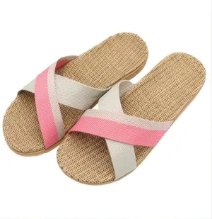 Hwayslon Fashion Unisex Linen Summer Beach Shoes Skidproof Indoor Slippers