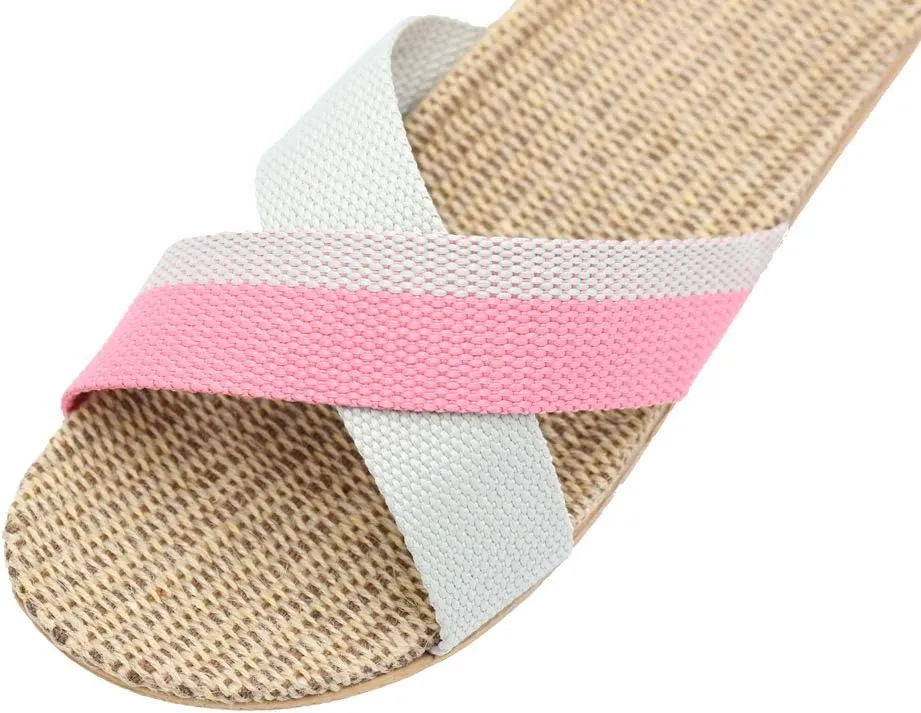 Hwayslon Fashion Unisex Linen Summer Beach Shoes Skidproof Indoor Slippers