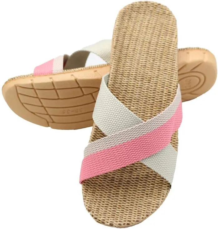 Hwayslon Fashion Unisex Linen Summer Beach Shoes Skidproof Indoor Slippers