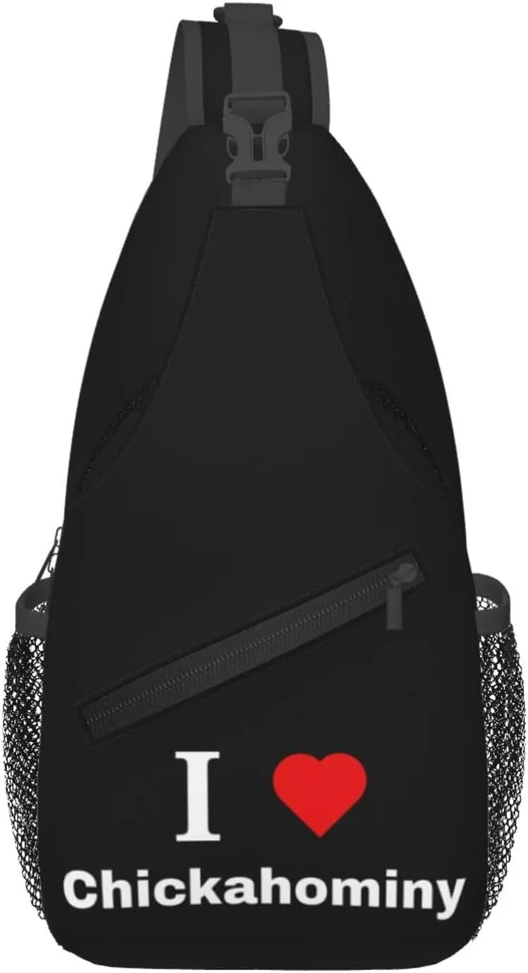 I Love Chickahominy Tribe Crossbody Bags For Women Men Chest Backpack Gym Shoulder Bag Travel Outdoor Sports Casual Crossbody Bags