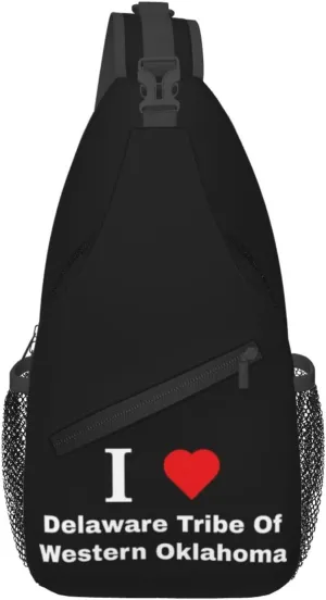 I Love Delaware Tribe Of Western Oklahoma Crossbody Bags For Women Men Chest Backpack Gym Shoulder Bag Travel Outdoor Sports Casual Crossbody Bags