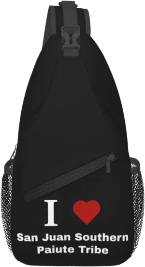 I Love San Juan Southern Paiute Tribe Crossbody Bags For Women Men Chest Backpack Gym Shoulder Bag Travel Outdoor Sports Casual Crossbody Bags