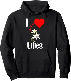 I love white lily flowers hearts and white petals bloom Pullover Hoodie