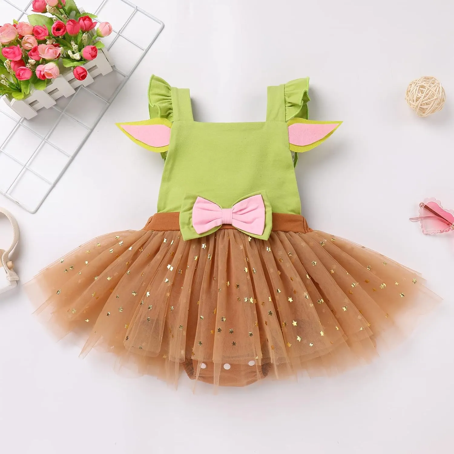 IBTOM CASTLE Newborn Baby Girl One 1st Birthday Ruffle Romper Tutu Dress Jumpsuit Bodysuit Cake Smash Photoshoot Outfits