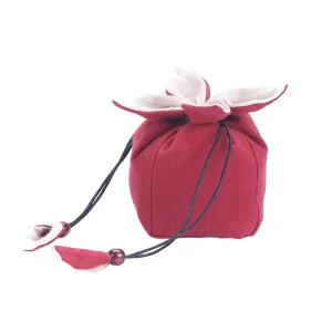 Ichatea Teapot Teacup Storage Bag Pouch Portable Travel Tea Cup Package Cloth Bag Chinese Kung Fu Tea Set Cozy - Teaware Storage Bag for Outdoor Travel (Red)