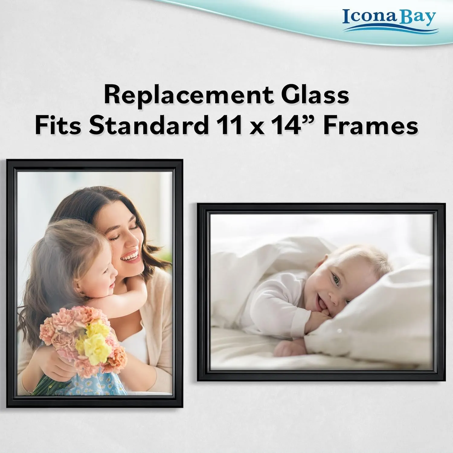 Icona Bay Heat-Strengthened Glass Replacement for Picture Frame, Shatter Free Frame Replacement Glass, Scratch Proof Frame Glass (Clear, 11x14 Inch)