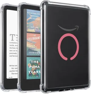 iDLEHANDS Magnetic Clear Case for 7" Kindle Paperwhite 12th Gen 2024 and Kindle Colorsoft - with AirBag Compatible with iPhone MagSafe, for Samsung/Belkin/Anker Wireless Charging Pads, Rose