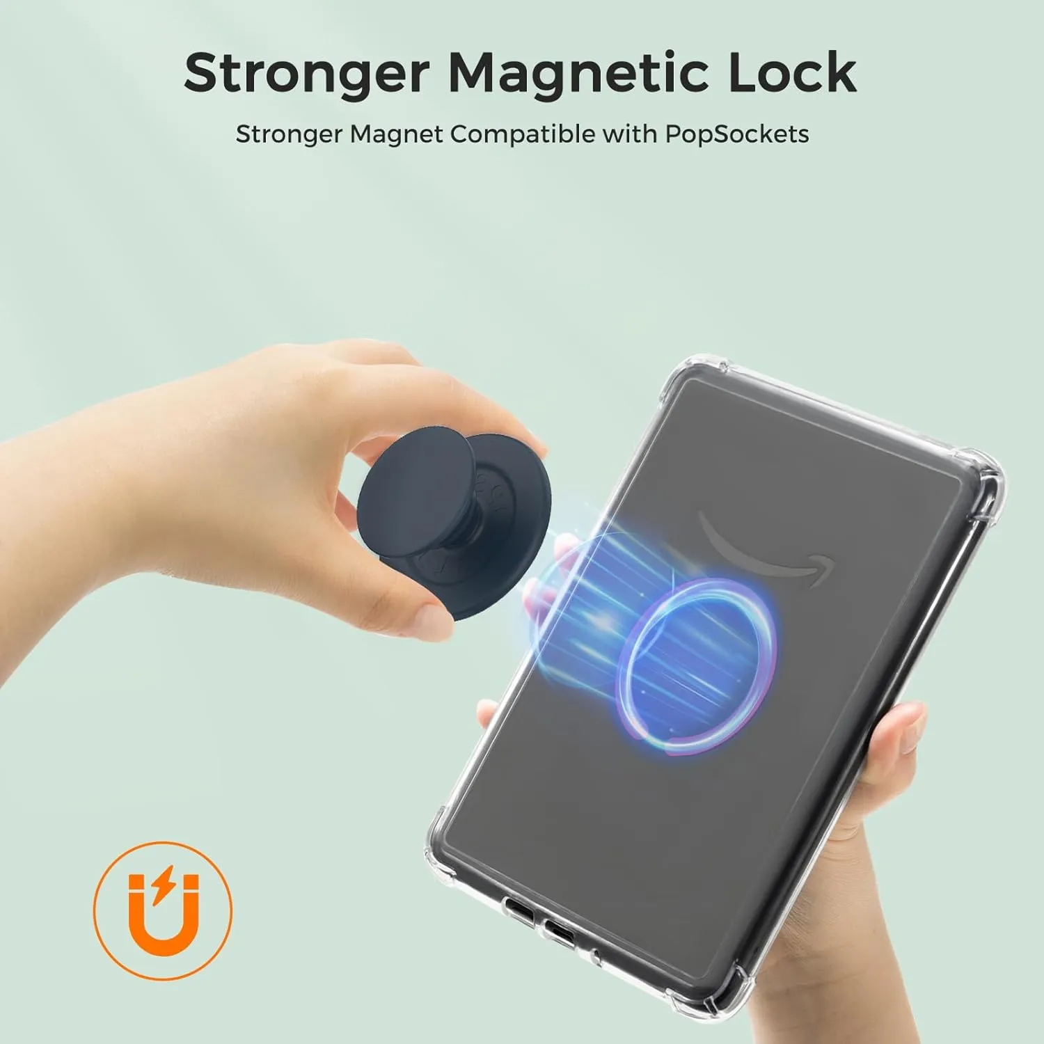 iDLEHANDS Magnetic Clear Case for 7" Kindle Paperwhite 12th Gen 2024 and Kindle Colorsoft - with AirBag Compatible with iPhone MagSafe, for Samsung/Belkin/Anker Wireless Charging Pads, Rose