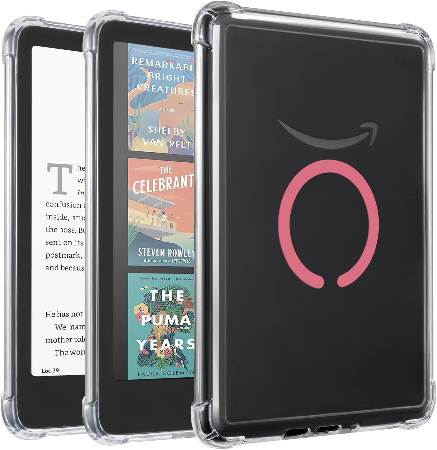 iDLEHANDS Magnetic Clear Case for 7" Kindle Paperwhite 12th Gen 2024 and Kindle Colorsoft - with AirBag Compatible with iPhone MagSafe, for Samsung/Belkin/Anker Wireless Charging Pads, Rose