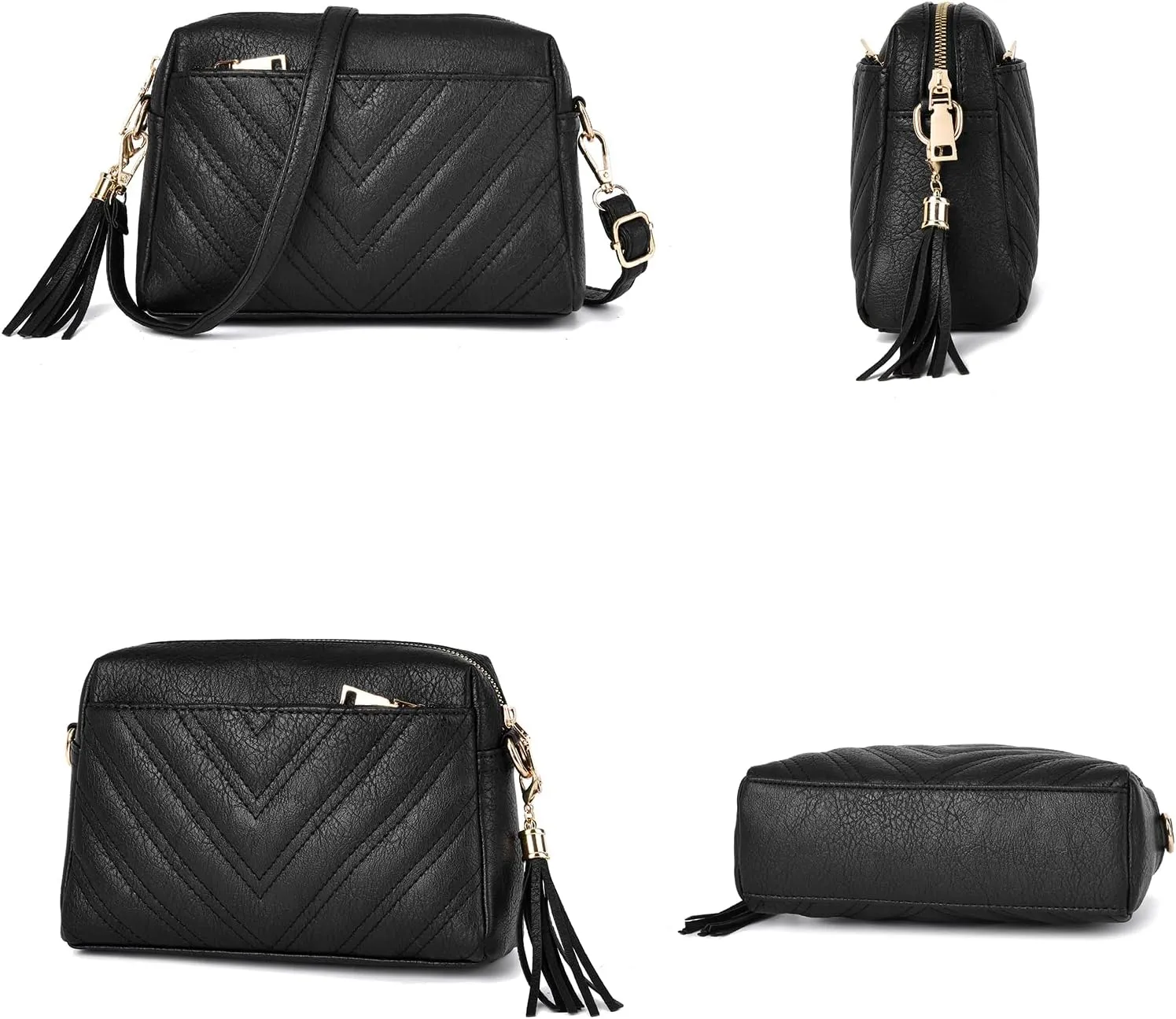 IHAYNER Cute Little Crossbody Bag for Women - Quilted Shoulder Purse for Teen Girls - Lightweight Purse With Tassel