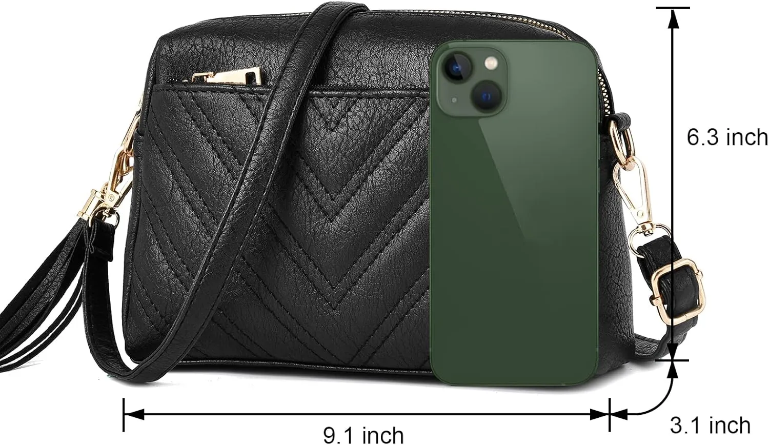 IHAYNER Cute Little Crossbody Bag for Women - Quilted Shoulder Purse for Teen Girls - Lightweight Purse With Tassel